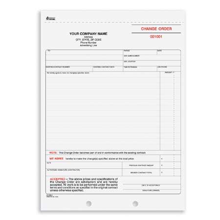 construction change order form change order forms